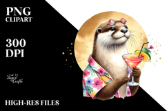 Otter in Funky Beachwear Watercolor PNG Product Image 2