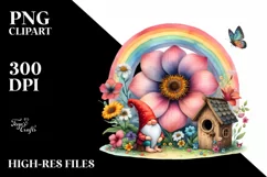 Colorful Gnome House with Rainbow | Clipart Product Image 3