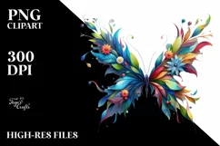 Vibrant Butterfly with Flowers PNG Product Image 1