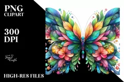 Vibrant Butterfly with Flowers PNG Product Image 1