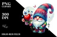 Valentines Gnome with Hat, PNG Product Image 2