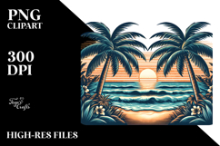 Vintage Beach Sunset Clipart Product Image 2