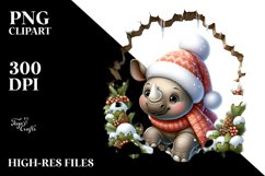 Cute Baby Rhino Dressed for Winter PNG Product Image 2