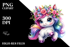 Vibrant Baby Unicorn with Cool Haircut PNG Product Image 2