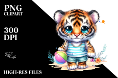 Cute Baby Tiger Singer Beach PNG Product Image 2