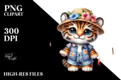 Cute Baby Tiger Singer Beach PNG Product Image 2