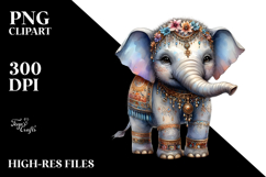 Digital Adorned Cute Baby Elephant PNG Product Image 2