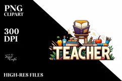 Simple Books Teacher Summer Flower PNG Product Image 3