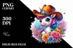 Baby Unicorn Cowboy PNG Product Image 1
