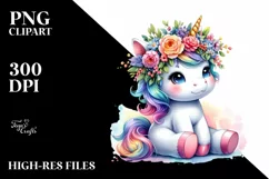 Sitting Baby Unicorn PNG Product Image 3