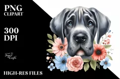 Watercolor Funny Baby Great Dane | Clipart Product Image 1