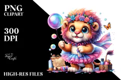 Baby Lion with Tutu and Soap Bubble PNG Product Image 2