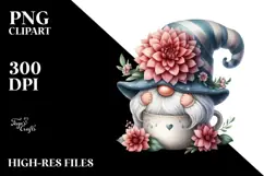 GNOME with Big Hat and Dahlia PNG Product Image 2