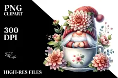 GNOME with Big Hat and Dahlia PNG Product Image 2