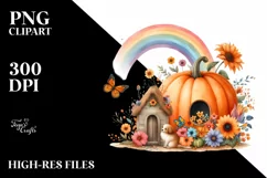 Autumn Pumpkin Dog House | Watercolor Scene Product Image 3