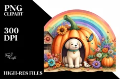Whimsical Pumpkin Dog House | Watercolor Scene Product Image 1