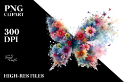Colorful Flower Butterfly Painting, PNG Product Image 2