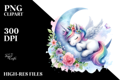 Baby Unicorn Moon Watercolor Sublimation Product Image 2