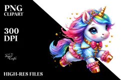 Running Baby Unicorn, Colorful PNG Product Image 2