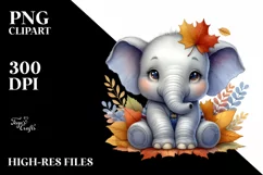 Funny Cute Baby Elephant | Sitting Clipart Product Image 1