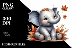 Cute Funny Baby Elephant | Detailed Clipart Product Image 1