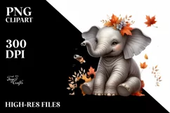 Detailed Sitting Baby Elephant | Autumn Clipart Product Image 3