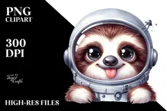Cute Baby Sloth with Astronaut Helmet PNG Product Image 2