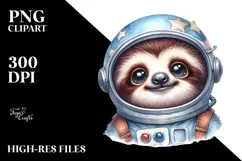 Cute Baby Sloth with Astronaut Helmet, PNG Product Image 2