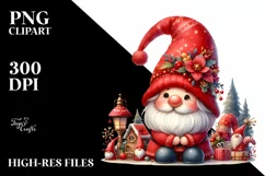 Cute Red Christmas Gnomes PNG Product Image 2