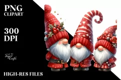 Cute Red Christmas Gnomes PNG Product Image 2