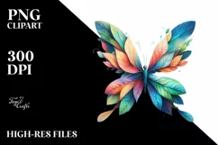 Vibrant Butterfly with Plant Leaves PNG Product Image 3