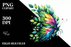 Vibrant Butterfly with Plant Leaves PNG Product Image 1