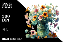 Abstract Jar with Nasturtium | Clipart Product Image 2