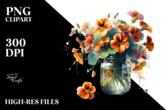 Abstract Jar with Nasturtium | Clipart Product Image 2