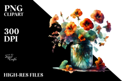 Abstract Jar with Nasturtium | Clipart Product Image 2