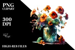 Abstract Jar with Nasturtium | Clipart Product Image 1