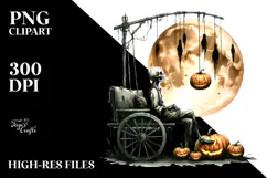 Zombie Half Moon Pumpkins Hang On PNG Product Image 2