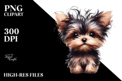 Expressive Watercolor Yorkipoo with Crazy Haircut, PNG Product Image 2