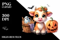 Vibrant Baby Cow Halloween | Clipart Product Image 3