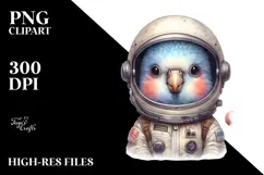 Cute Baby Parrot with Astronaut Helmet, Transparent PNG Product Image 2
