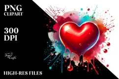 Colorful Heart with Wings, Transparent PNG Product Image 2
