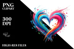 Colorful Heart with Wings PNG Product Image 2