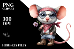 Expressive Watercolor Mouse with es | Sublimation | Clipart Product Image 2