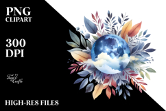 Vibrant Abstract Moon with Foliage Clouds Product Image 2