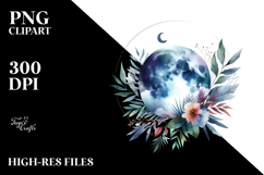 Vibrant Abstract Moon with Foliage Clouds Product Image 2