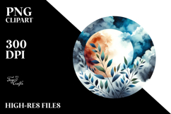 Vibrant Abstract Moon with Foliage Clouds Product Image 2