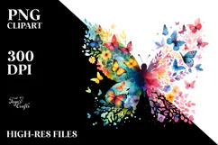 Colorful Butterfly Bird, Watercolor Paint Product Image 2