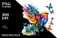 Colorful Butterfly Bird PNG Product Image 2