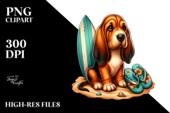 Bloodhound in Sand with Surf and Slippers | Clipart Product Image 2