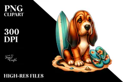 Bloodhound in Sand with Surf and Slippers | Clipart Product Image 2